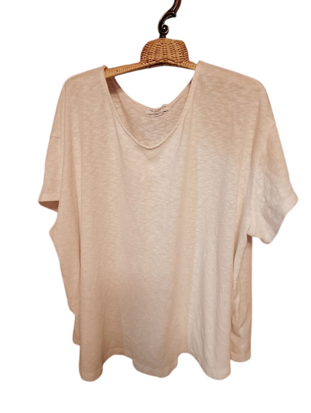 Liz Claiborne White Cotton Blend Pullover tunic top ladies plus size 3X BEACHY